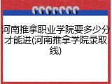 河南推拿职业学院要多少分才能进(河南推拿学院录取线)