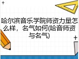 哈尔滨音乐学院师资力量怎么样，名气如何(哈音师资与名气)