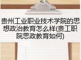 贵州工业职业技术学院的思想政治教育怎么样(贵工职院思政教育如何)