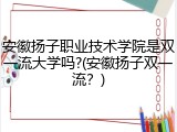 安徽扬子职业技术学院是双一流大学吗?(安徽扬子双一流？)