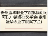 贵州盛华职业学院就读期间可以申请哪些奖学金(贵州盛华职业学院奖学金)