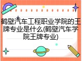 鹤壁汽车工程职业学院的王牌专业是什么(鹤壁汽车学院王牌专业)