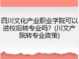 四川文化产业职业学院可以进校后转专业吗？(川文产院转专业政策)