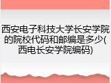 西安电子科技大学长安学院的院校代码和邮编是多少(西电长安学院编码)