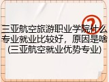 三亚航空旅游职业学院什么专业就业比较好，原因是啥(三亚航空就业优势专业)