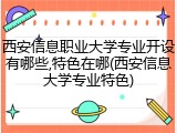 西安信息职业大学专业开设有哪些,特色在哪(西安信息大学专业特色)