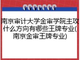 南京审计大学金审学院主攻什么方向有哪些王牌专业(南京金审王牌专业)