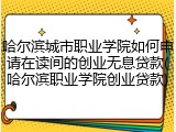 哈尔滨城市职业学院如何申请在读间的创业无息贷款(哈尔滨职业学院创业贷款)