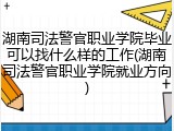 湖南司法警官职业学院毕业可以找什么样的工作(湖南司法警官职业学院就业方向)