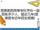楚雄医药高等专科学校一届招收多少人，最近几年(楚雄医专近年招生规模)