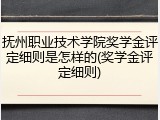 抚州职业技术学院奖学金评定细则是怎样的(奖学金评定细则)