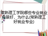 常熟理工学院哪些专业就业前景好，为什么(常熟理工好就业专业)