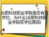 合肥科技职业学院是否有双学位，为什么(合肥科技职业学院双学位原因)