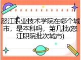 怒江职业技术学院在哪个城市，是本科吗，第几批(怒江职院批次城市)