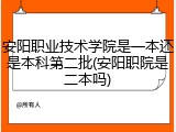 安阳职业技术学院是一本还是本科第二批(安阳职院是二本吗)