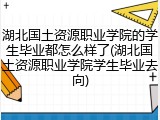 湖北国土资源职业学院的学生毕业都怎么样了(湖北国土资源职业学院学生毕业去向)