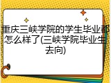 重庆三峡学院的学生毕业都怎么样了(三峡学院毕业生去向)