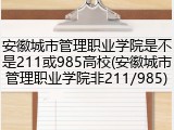 安徽城市管理职业学院是不是211或985高校(安徽城市管理职业学院非211/985)