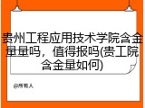 贵州工程应用技术学院含金量量吗，值得报吗(贵工院含金量如何)