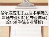 哈尔滨应用职业技术学院的普通专业和特色专业详解(哈尔滨学院专业解析)