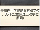 贵州理工学院是否有双学位，为什么(贵州理工双学位原因)