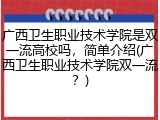 广西卫生职业技术学院是双一流高校吗，简单介绍(广西卫生职业技术学院双一流？)