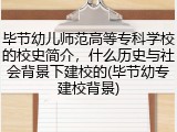 毕节幼儿师范高等专科学校的校史简介，什么历史与社会背景下建校的(毕节幼专建校背景)