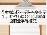 河南物流职业学院有多少学生，师资力量如何(河南物流职业学院概况)