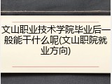 文山职业技术学院毕业后一般能干什么呢(文山职院就业方向)