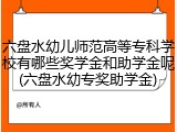 六盘水幼儿师范高等专科学校有哪些奖学金和助学金呢(六盘水幼专奖助学金)