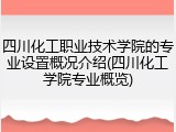 四川化工职业技术学院的专业设置概况介绍(四川化工学院专业概览)