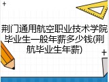 荆门通用航空职业技术学院毕业生一般年薪多少钱(荆航毕业生年薪)