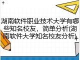 湖南软件职业技术大学有哪些知名校友，简单分析(湖南软件大学知名校友分析)