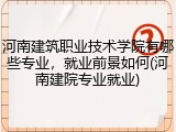 河南建筑职业技术学院有哪些专业，就业前景如何(河南建院专业就业)