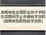 湖南有色金属职业技术学院在读期间怎么申请助学贷款(湖南有色职院助学贷款)