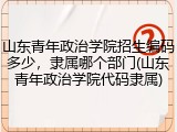 山东青年政治学院招生编码多少，隶属哪个部门(山东青年政治学院代码隶属)