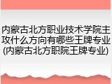 内蒙古北方职业技术学院主攻什么方向有哪些王牌专业(内蒙古北方职院王牌专业)