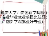 延安大学西安创新学院哪个专业毕业就业前景比较好(创新学院就业好专业)