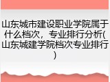 山东城市建设职业学院属于什么档次，专业排行分析(山东城建学院档次专业排行)