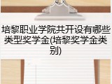 培黎职业学院共开设有哪些类型奖学金(培黎奖学金类别)