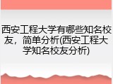 西安工程大学有哪些知名校友，简单分析(西安工程大学知名校友分析)