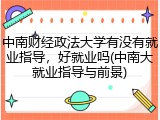 中南财经政法大学有没有就业指导，好就业吗(中南大就业指导与前景)