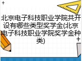 北京电子科技职业学院共开设有哪些类型奖学金(北京电子科技职业学院奖学金种类)