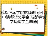 成都锦城学院就读期间可以申请哪些奖学金(成都锦城学院奖学金申请)