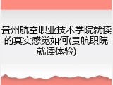 贵州航空职业技术学院就读的真实感觉如何(贵航职院就读体验)