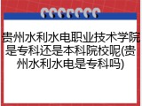 贵州水利水电职业技术学院是专科还是本科院校呢(贵州水利水电是专科吗)