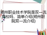 朔州职业技术学院是双一流高校吗，简单介绍(朔州职院双一流介绍)