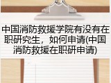 中国消防救援学院有没有在职研究生，如何申请(中国消防救援在职研申请)