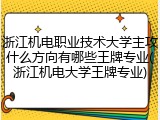 浙江机电职业技术大学主攻什么方向有哪些王牌专业(浙江机电大学王牌专业)
