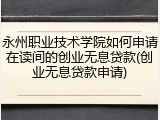 永州职业技术学院如何申请在读间的创业无息贷款(创业无息贷款申请)